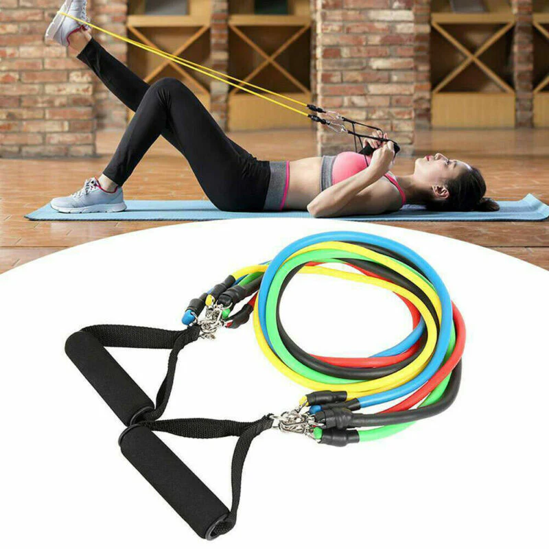 11 Piece Fitness Resistance Bands Exercise Set - Image 11