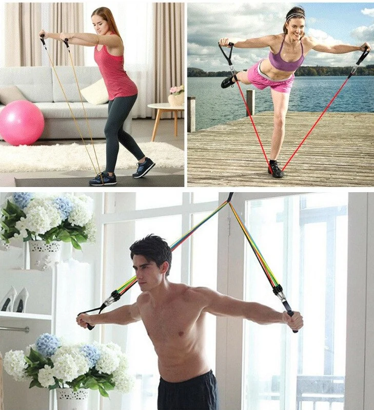 11 Piece Fitness Resistance Bands Exercise Set - Image 14