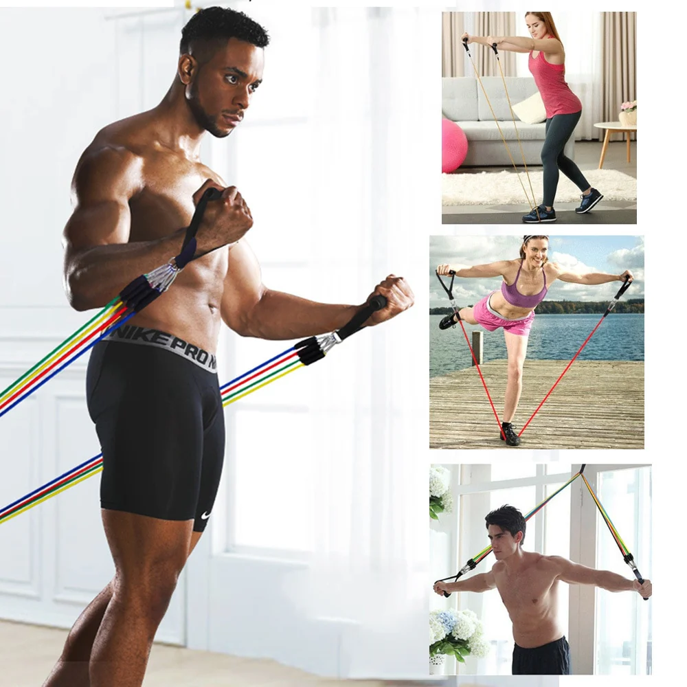 11 Piece Fitness Resistance Bands Exercise Set - Image 3