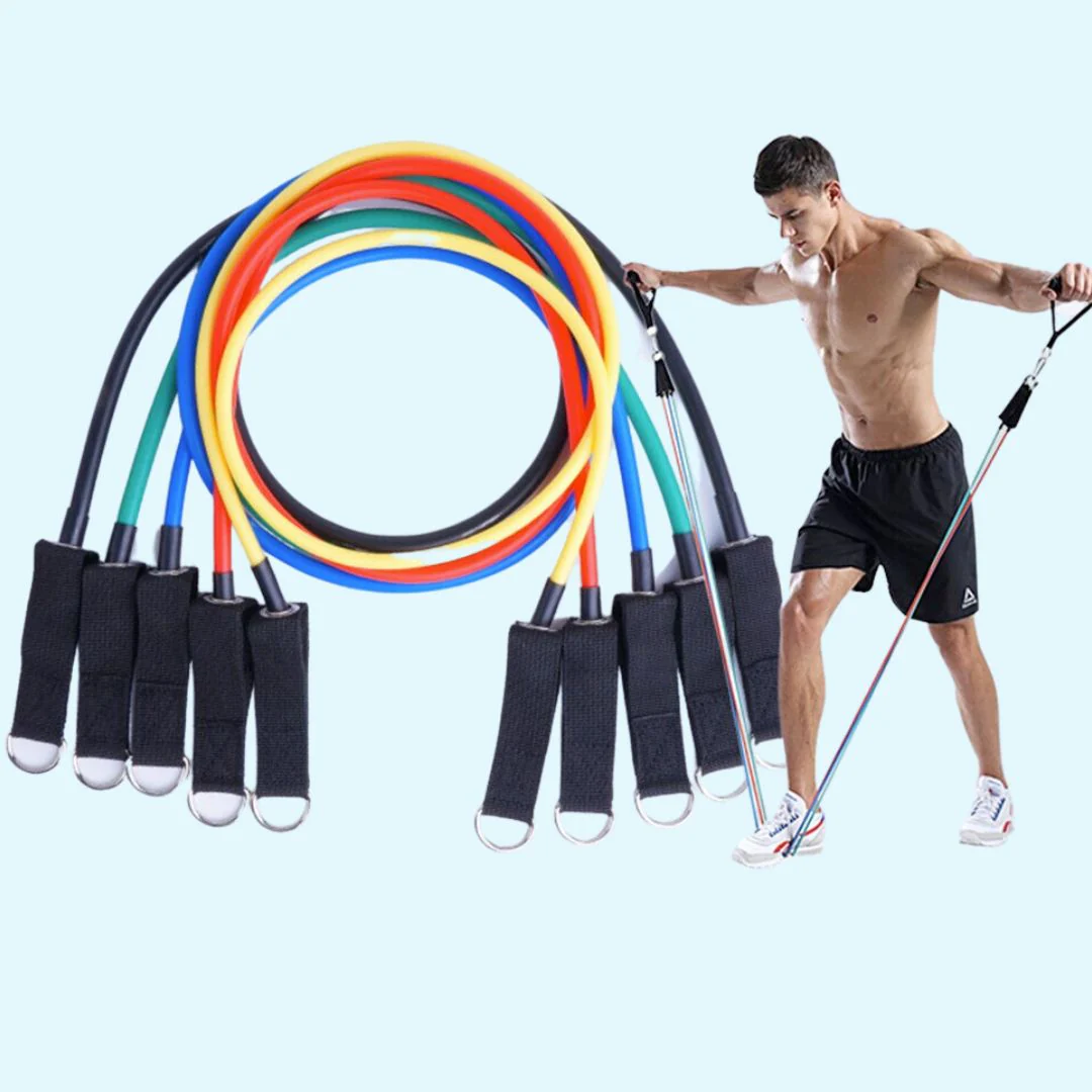 11 Piece Fitness Resistance Bands Exercise Set - Image 4