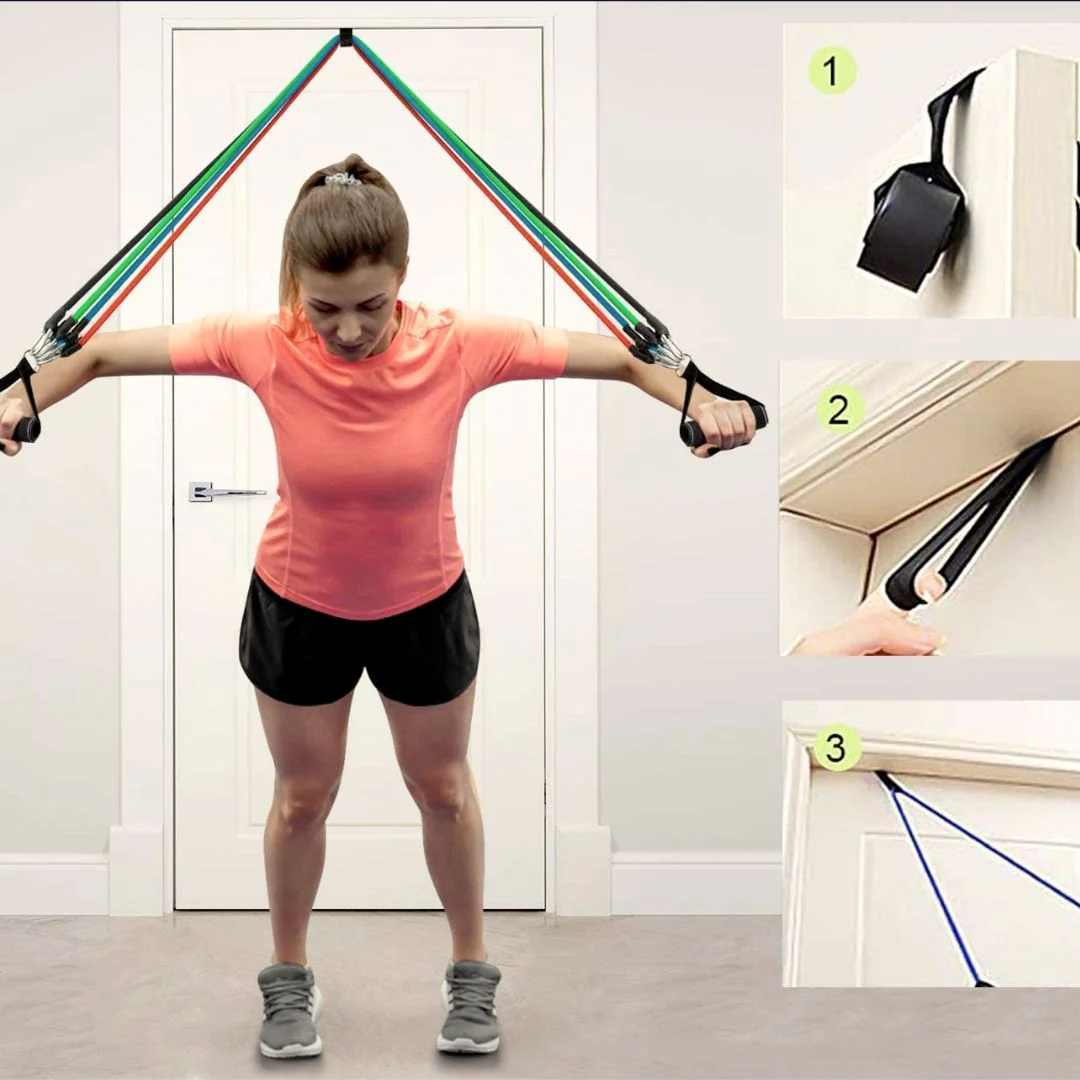 11 Piece Fitness Resistance Bands Exercise Set - Image 9
